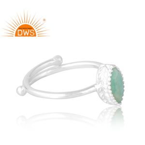 Anillo de piedras preciosas de amazonita Natural de Plata de Ley 925, joyería personalizada para mujer, regalo para ella - Product Image 4