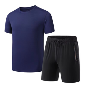 ชุดเสื้อทีเชิ้ตแขนสั้นสำหรับผู้ชายชุดผ้าฝ้ายเข้ารูปชุดใส่เล่นฟิตเนสใส่สบายสำหรับฤดูร้อน - Product Image 2