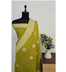 Sari Banarasi Tradicional de Diseño Puro Monga Kadhwan, Tejido Auténtico Hecho a Mano, Protección Solar, Secado Rápido, Elegante para Fiestas - Product Image 1