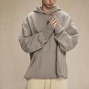 Sudaderas con capucha personalizadas para hombre, estilo oversize, sin capucha, con dobladillo sin rematar, lavado ácido, sin bolsillo tipo canguro - Product Image 1