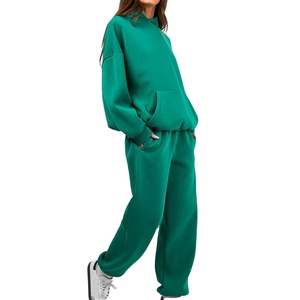 Wholesale Polyester/Cotton Fleece Men's Oversized Lightweight Long Pullover Tracksuit Sets Custom Logo Casual Solid Breathable - Product Image 1
