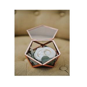 Tendance Design Hexagonal Forme Anneau Boîte En Métal Et En Verre Anneau Boîte Argent Couleur Anneau Boîte De Rangement Pour Les Meilleures Ventes - Product Image 3