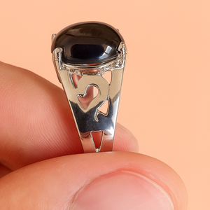 แหวนแต่งงานประดับพลอยรูปดาวสีดำสุดหรูสำหรับผู้หญิง เงินแท้ 925 ชุบโรเดียม รับรองโดย Rhaya Jewels เหมาะสำหรับงานปาร์ตี้และวันครบรอบ - Product Image 3