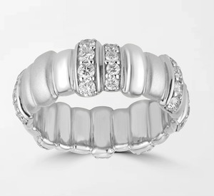 แหวนลายร่องหิมะสุดหรู ประดับเพชรทรงกลม 32 เม็ด น้ำหนัก 0.85 กะรัต สี GH-VS ทองคำขาว 18K สำหรับเป็นของขวัญวันครบรอบแต่งงาน - Product Image 2