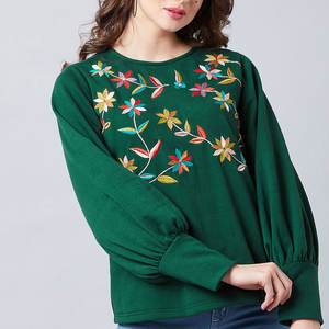 Sudadera de mujer con logotipo personalizado impreso Pakistán bordado nueva tela de lana hecha diseño elegante sudadera de mujer - Product Image 1