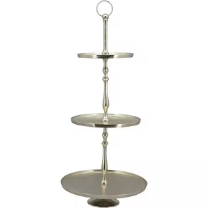 Durable <b>3</b>-<b>Tier</b> Stainless Steel Handmade <b>Cake</b> <b>Stand</b> with Elegant Eco-Friendly Enamel Design for Home & Restaurant Use Decor Impex - Product Image 1