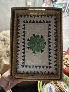 Plateau de stockage des aliments en rotin organisateur Rectangle tissé à la main avec mosaïque bon prix naturel fabriqué au Vietnam - Product Image 3
