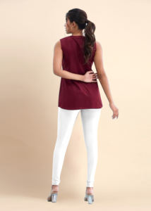 Trendmalls Leggings en microfibre élasthanne extensible doux pour femme avec ceinture Ultrasoft (WL06-White) - Product Image 5