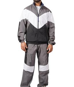 Ensemble de survêtement coupe-vent patchwork d'extérieur avec fermeture éclair, pantalon de jogging, veste respirante, bloc de couleur, coupe-vent en nylon réfléchissant pour hommes - Product Image 1