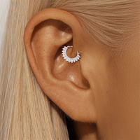 925 argent Sterling Moissanite rond nez anneau oreille tambour Clip Piercing boucle d'oreille pour les femmes