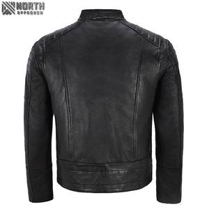 2025 nuevo diseño personalizado chaqueta de cuero de alta calidad precio al por mayor chaqueta de cuero para hombre logotipo personalizado y chaqueta Bomber de 4 bolsillos - Product Image 6