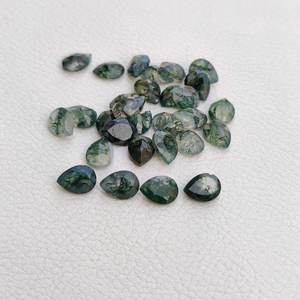 ลูกแพร์มอสอาเกตสีเขียวธรรมชาติขนาด5x7มม. ได้รับการรับรองแบบหลวมสำหรับการทำเครื่องประดับทำผลิตภัณฑ์แฮนด์เมด2025 - Product Image 2