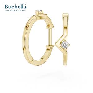 Pendientes de diamantes redondos en forma de V de Plata de Ley 925 personalizados de alta calidad para mujer, joyería de moda - Product Image 2