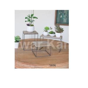 Ensemble de 3 contremarches en bois et métal pour la maison salon cuisine table à manger décor présentoir de rangement - Product Image 1