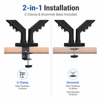 Nouveau support de bureau professionnel ergonomique à double bras pour moniteur, avec ressort à gaz, en métal, entièrement articulé et réglable en hauteur, 2 unités
