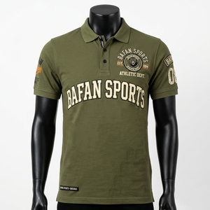 Polo en coton premium 220 GSM pour homme, vert olive, broderie, logo imprimé, design personnalisé, polos pour homme - Product Image 4