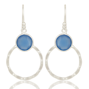 Pendientes de Calcedonia azul, joyería de piedras preciosas para niñas, venta al por mayor, Pendientes colgantes de plata 925 para mujer, regalo para ella - Product Image 4