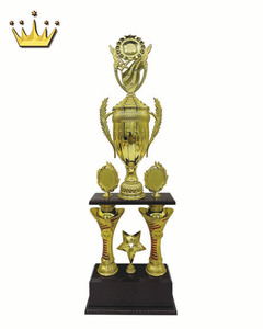 Lớn Thanh Lịch 2-Trụ Cột Vàng & Màu Đỏ Nhựa Vòng Hoa Phong Cách Vương Miện Hàng Đầu Thể Thao Công Ty Sự Kiện Công Nhận Cúp Tình Yêu Phong Cách Cột - Product Image 2