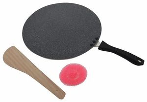 Premium <b>Cast</b> <b>Iron</b> Non-Stick Dosa Tawa <b>Set</b> 24cm Black Plastic Handle Metal Finish Durable Cookware by Cello Quality Made in India - Product Image 6