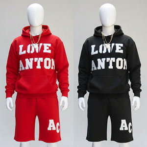 Track Suit Design New Athletic Clothing Men's Two Piece Short Set Black Shorts Hoodie Tracksuit For Men Sweatsuit Unisex Sets - Product Image 1