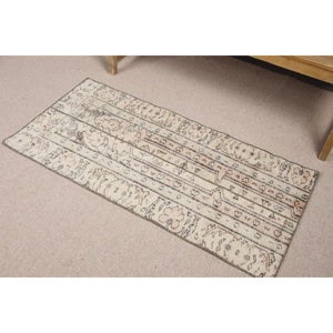 Tapis turc 2x4,3 pieds, tapis vintage, tapis camouflage blanc en laine - Product Image 2