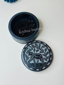 Elegante joyero de mármol redondo negro hecho a mano y de alta calidad al mejor precio para venta al por mayor hermoso producto hecho a mano - Product Image 3