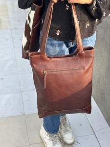 À la mode Double poignée souple véritable cuir de vachette fourrure grande taille fourre-tout sac à bandoulière sac à main Collection élégante sac à provisions pour les femmes - Product Image 5