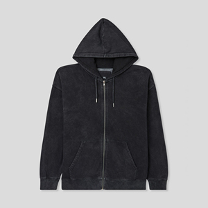 Nouveau Style fermeture éclair vers le haut hommes plaine lavage à l'acide sweats à capuche vêtements pour hommes hiver sweat à capuche thermique OEM hommes lavage à l'acide à capuche - Product Image 3
