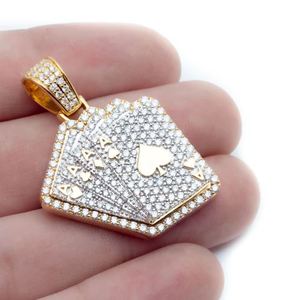 จี้ 4 ใบสี่หน้าพร้อมมงกุฎประดับเพชรโมอิสซาไนต์ทรงกลม พร้อมสร้อยคอชุบทองคำขาว 14K สไตล์ฮิปฮอป - Product Image 2