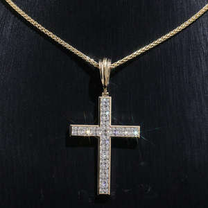 Colgante de Diamante con Corte Princesa, Estilo Hip-Hop, Chapado en Oro, Unisex - Product Image 5