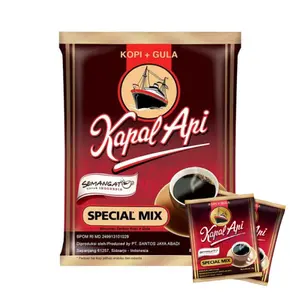 Coffe Powder Grounded Coffees Instant Big sales Kapal Api coffee sachets from Indonesia, with sugar.