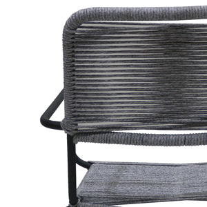 Artex Dong Thap Modern Patio Steel Chair with Black Powder Coated <b>Frame</b> Handwoven <b>Grey</b> Rope and U Shape Base - Product Image 5