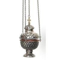 Encensoir en laiton pour bois d'agar, style tibétain, anis étoilé, pour église orthodoxe et catholique, avec 3 chaînes suspendues, luxueux pour la maison et le jardin