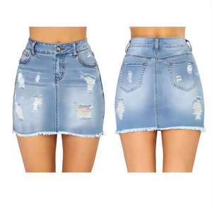 กางเกงขาสั้นผ้ายีนส์สีฟ้าอ่อนสำหรับผู้หญิงไซส์พิเศษกางเกงขาสั้นฤดูร้อนเอวสูง - Product Image 4