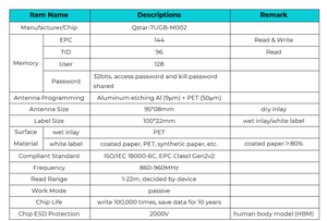 Etiqueta adhesiva UHF RFID tamaño 100x22 mm, tamaño de la antena 95x8 mm, Chip 7U, Hecho en Vietnam, Etiqueta UHF RFID Personalizada para el seguimiento de artículos - Product Image 2