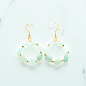 Boucles d'oreilles pendantes en pierre d'aventurine lisse-Boucles d'oreilles en argent 925-Boucles d'oreilles plaquées or 14 carats en gros - Product Image 1