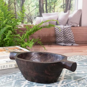 Meilleures ventes Grand bol à pâte en bois de qualité supérieure avec poignées Bol à pâte en bois de manguier pour plusieurs usages Bol à pâte de forme ovale personnalisé - Product Image 4