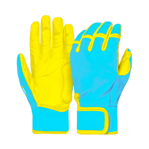Best Selling Customized Blue/<b>Navy</b> Colour Cowhide <b>Leather</b> Baseball Softball Batting <b>Gloves</b> for Adult & Youth Players - Product Image 4
