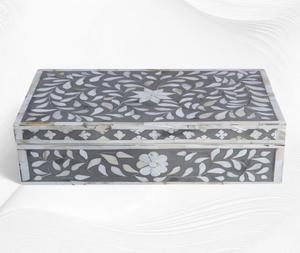 Boîte décorative de haute qualité en résine indienne faite à la main et incrustation d'os boîte de rangement de bijoux boîte de conception antique personnalisée - Product Image 2