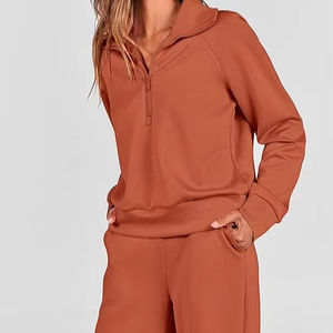 Chándal Atlético transpirable para mujer, chándal de entrenamiento con cremallera completa de invierno con chaquetas y pantalones activos con capucha, estilo de conjunto - Product Image 1