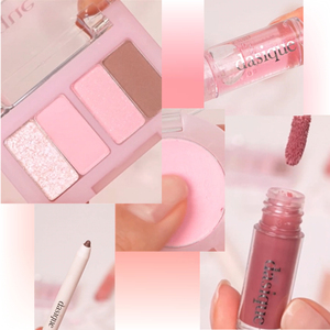 Mini juego de maquillaje para un tono de piel cálido y fresco, incluye paleta de sombras, delineador de ojos, Mini tinte, brillo de mejilla con llavero de corazón bonito - Product Image 3