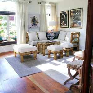 2024 meilleur prix moderne de luxe extérieur en teck bambou canapé meubles hôtel salon balcon osier rotin bambou Villa jardin canapé ensemble - Product Image 4