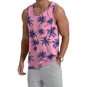 Custom Men's Breathable Quick Dry <b>Running</b> <b>Singlet</b> Tank Top Vest Casual Knitted Weaving Sublimation Print Cotton/Polyester OEM - Product Image 3