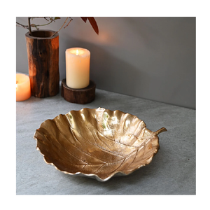 ชามทองเหลืองตกแต่งด้วยการออกแบบใบสำหรับแสดงผลไม้ขนมหรือถั่วในโอกาสเทศกาลด้วยราคาที่ดีที่สุด - Product Image 4