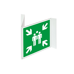 Segnale di Emergenza Fotoluminescente Scudo Angolare, Uscita di Emergenza a Sinistra, 200 x 200mm (H x L) - RTW-SCHILD-200-13-NL - Product Image 1