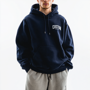 Nouveaux hommes élégants hiver poids lourd surdimensionné bouffée impression 100% coton grande taille Logo personnalisé sweats à capuche pour hommes - Product Image 1