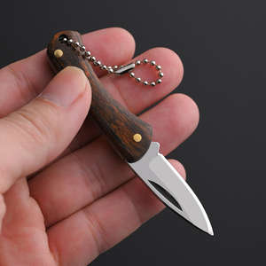 Couteau de poche multifonctionnel fait main en acier inoxydable avec porte-clés en bois, outil de qualité industrielle, personnalisable OEM, pour l'extérieur - Product Image 4