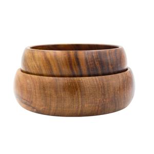 Cuenco para servir con ondas de madera de acacia grande más vendido, cuenco japonés de cerámica de alta calidad para frutas y ensaladas, técnica pulida - Product Image 4