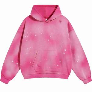 Sweat-shirt surdimensionné vintage en gros, lavage à l'acide, peinture éclaboussée, poids lourd, pour hommes |   Sweat-shirt à capuche sans cordon de serrage Streetwear - Product Image 1