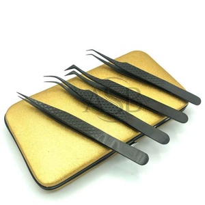 Extensions de cils noir mat, pointe en fibre de haute qualité, pince à cils en acier inoxydable, pointe fine, personnalisable, fabriqué au Pakistan - Product Image 5